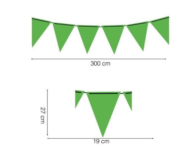 party ,   31053  GAGLIARDETTO DI CARTA VERDE NEON 300 CM 19X27 CM