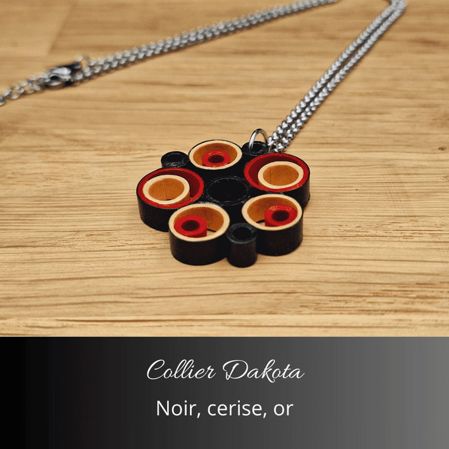 Collier Dakota - Noir, cerise, or