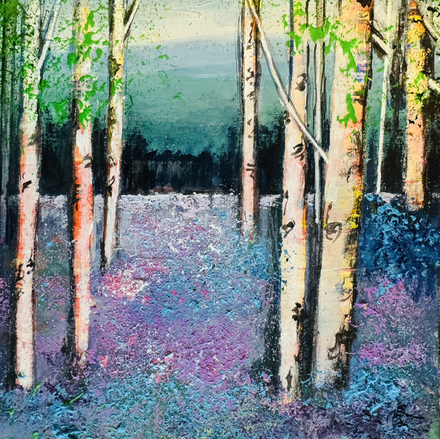 Original Painting- Small Landscape-Walk With Me in the Borders Bluebells