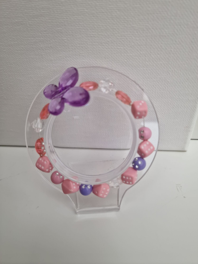 Parure Bijoux Papillons Dés Perles Roses Violets