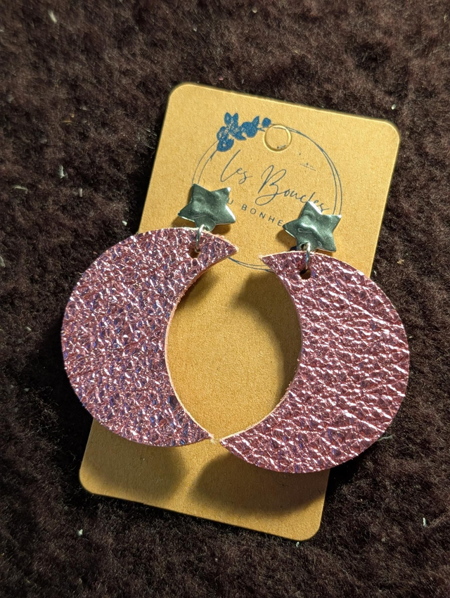 Boucles d'oreilles Lunae rose lu003