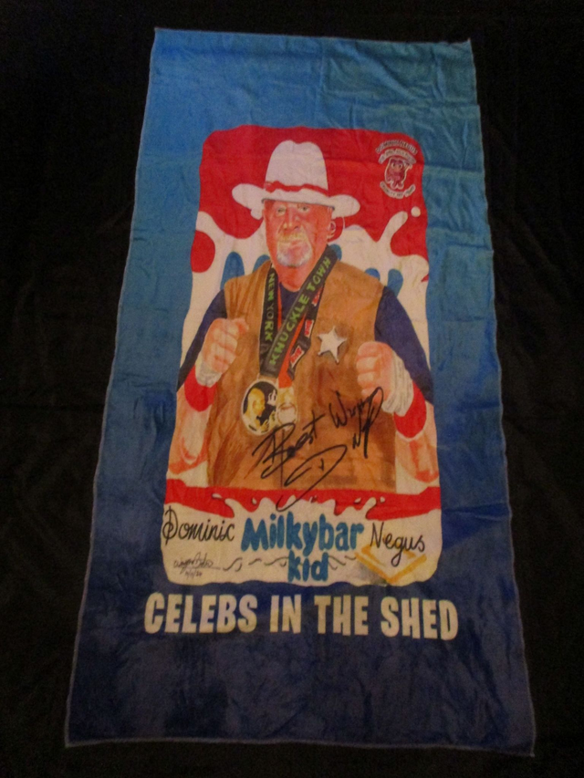 Dominic 'Milky Bar Kid' Negus Boxer &amp; Bare Knuckle Boxer Picture TWO COLOUR BLUE Blanket (White Logo)(75cm x 150cm)