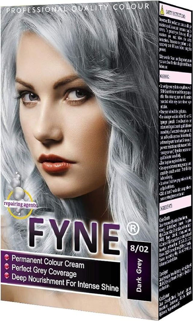 FYNE Permanent Hair Dye for Women-(Dark Grey 8/02)