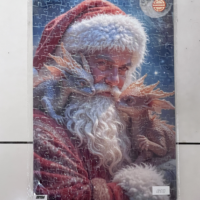 A3 sublimation jigsaw with Santa cuddling a dragon limited to 1