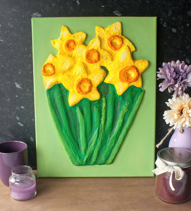 'Daffodils' Original 3D Acrylic Painting by Artist Purple Faye