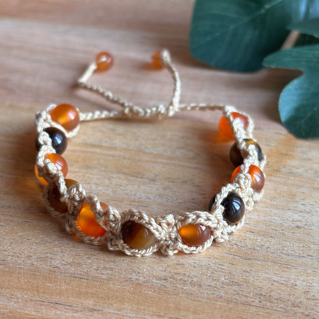 Bracelet Dharma cornaline et oeil de taureau 