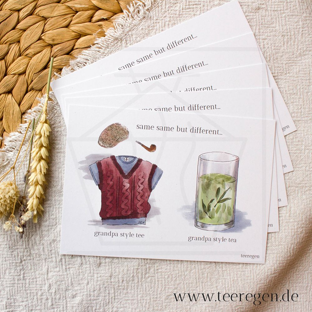 Grandpa Style - Set of 5 - Tea Culture On Postcards