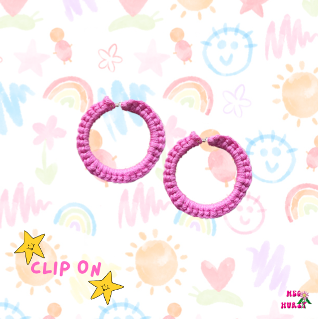 Crochet Hoop Earring (Clip on)