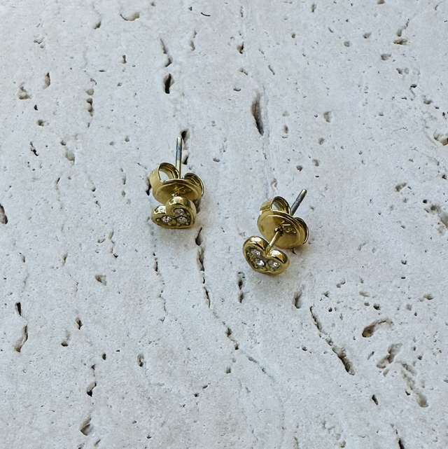 Oorknopjes glitter hartjes goud 