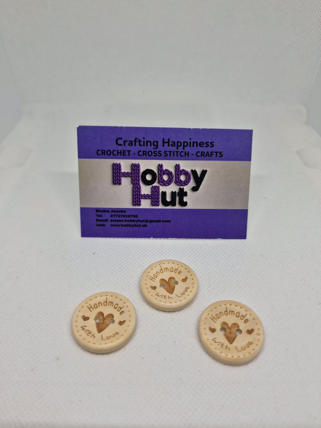 "Handmade with love" Buttons 2.5cm