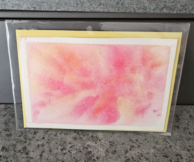 Carte postale aquarelle originale "Abstrait rose"
