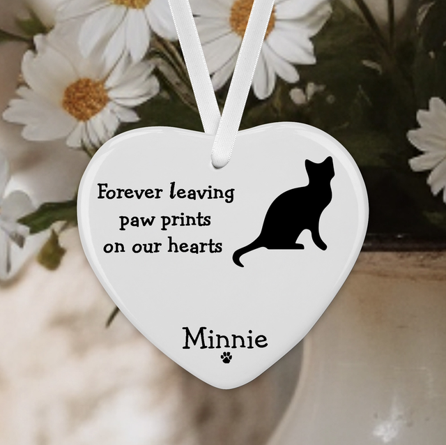 "Personilised" Cat Memorial Ceramic Heart          