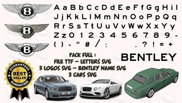 bentley svg calligraphy, Alphabet, Font, Letters, Customize Gift, Cricut, Cut File, Otf, Printable Design Files