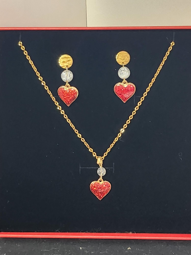 Parure cœur strass