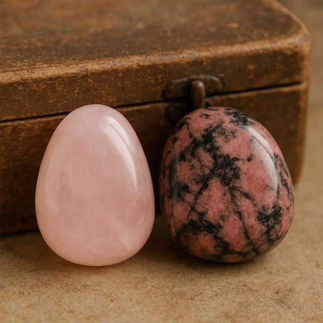  Cœur Guérisseur Pack Duo – Quartz Rose &amp; Rhodonite