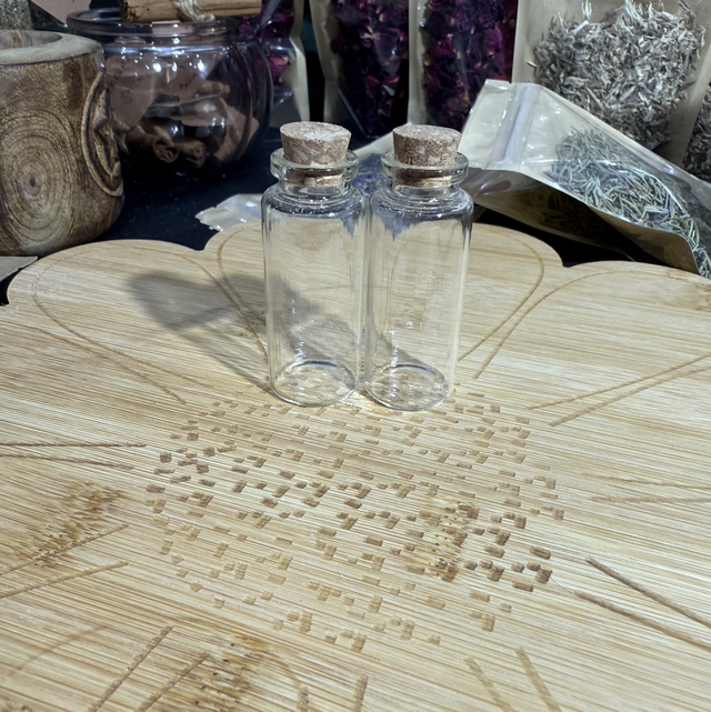 2x glass spell jars