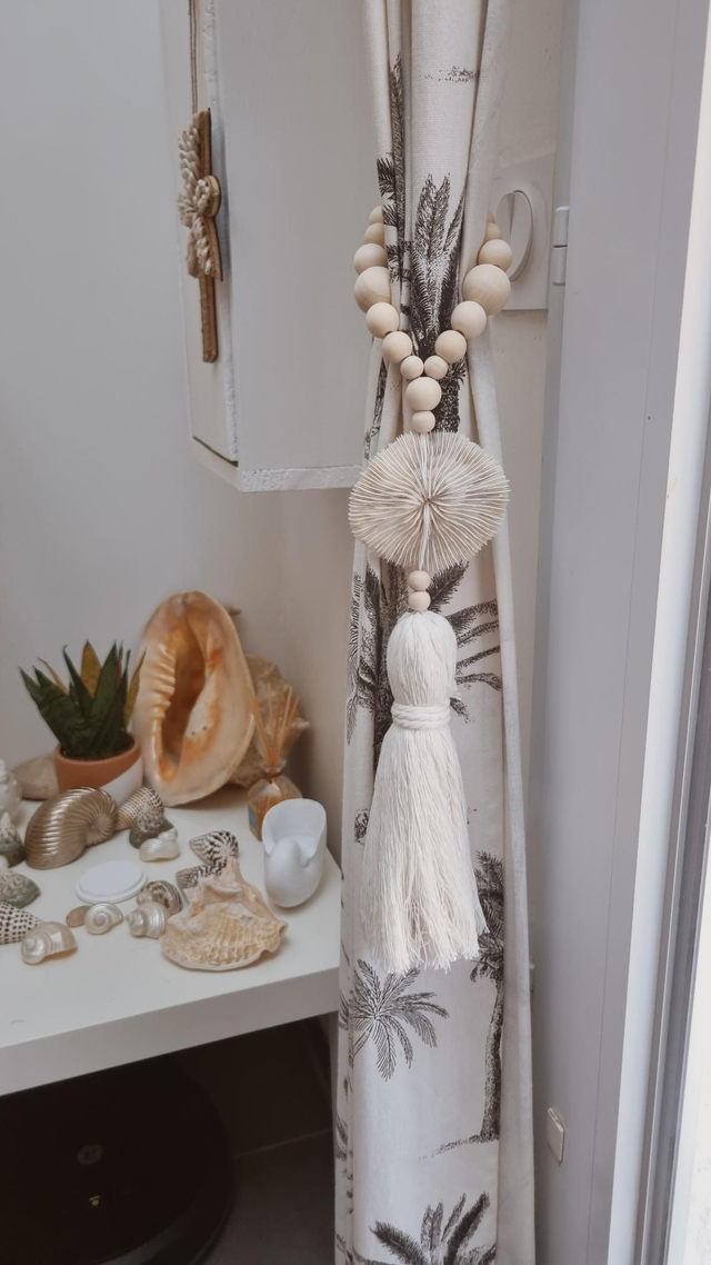 Embrasse corail pompon beige 