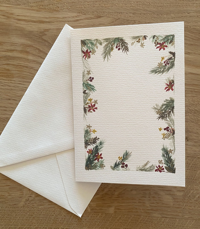 Doppelkarte - Schmuckrahmen beige