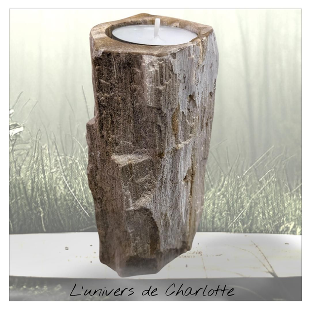 Bougeoir &quot;Bois pétrifié&quot;  12 cm