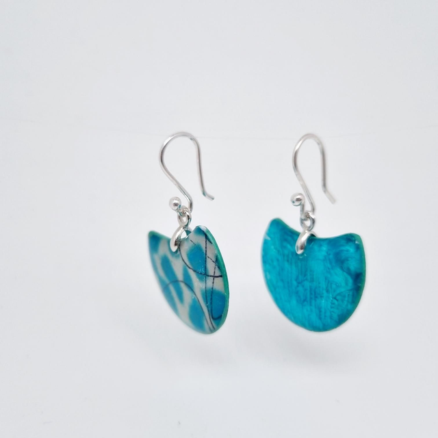 Boucles d&#039;oreilles bleu canard lune