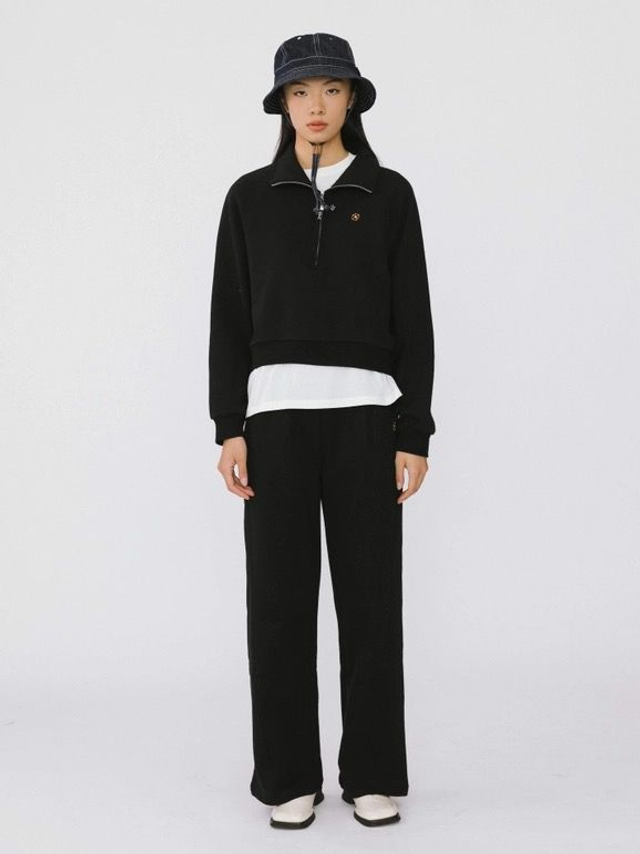 100% Cotton Two-Piece Leisure Suit - Black 