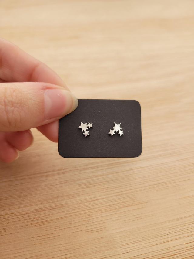 Stainless Steel 3 mini cluster star stud earrings - SL-004