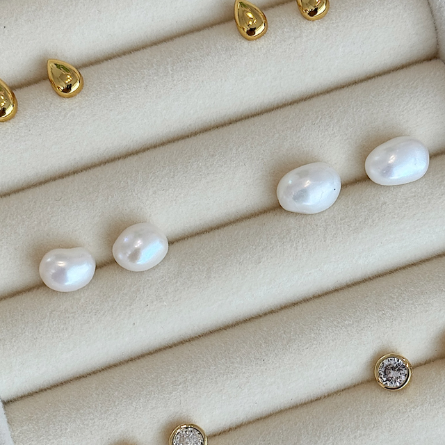 Süßwasserperlen Stecker „Ivory Glow“ 