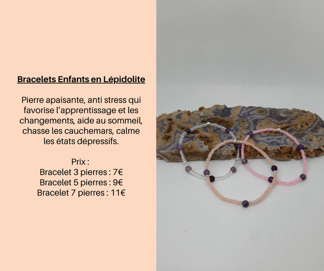 Bracelets Enfants en Lépidolite