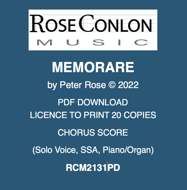 MEMORARE Chorus Score (Solo Voice, SSA) by Peter Rose