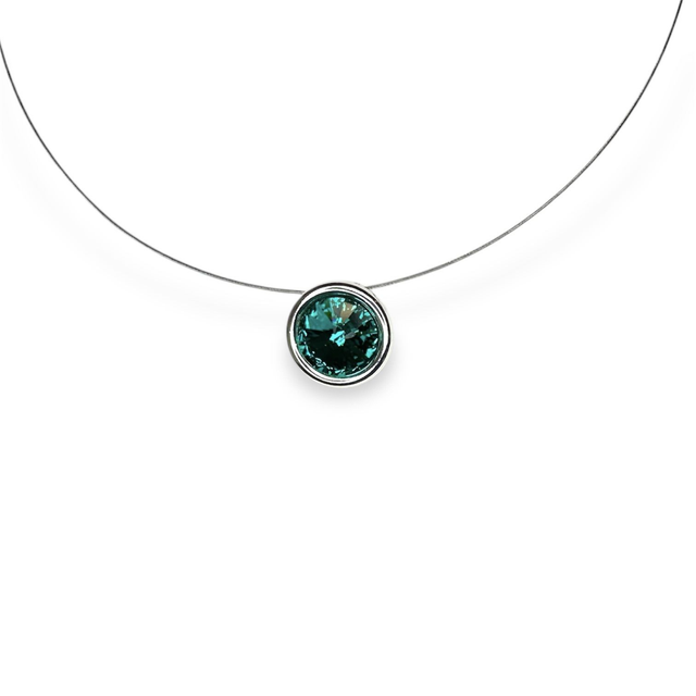 Anhänger RIVOLI ROLL 12 an Edelstahlreifen Blue Zirkon, Türkis