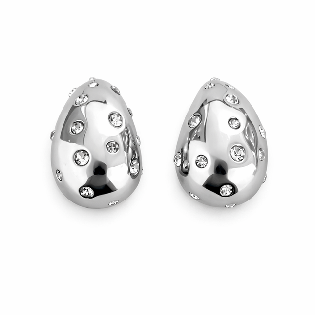 Pendientes acero plateado lágrimas brillos 