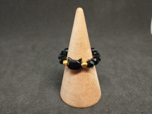 Bague chat en obsidienne
