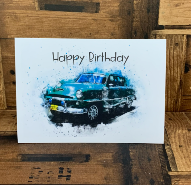 Green Car Birthday Card 