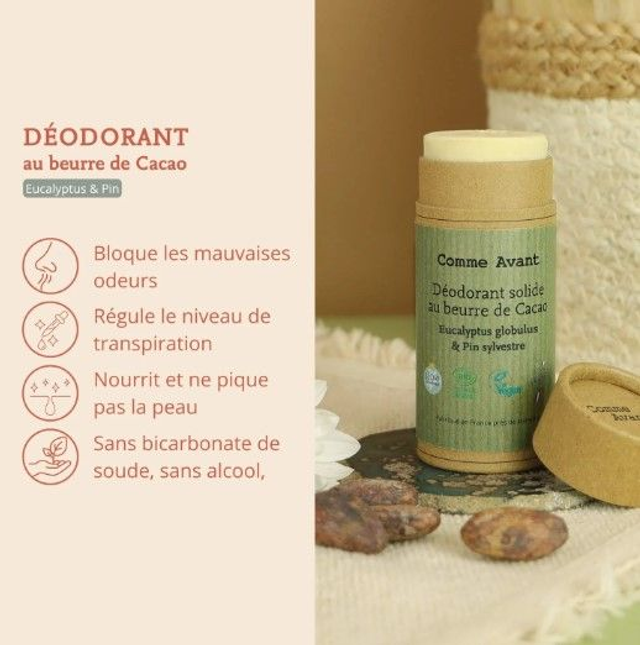 Déodorant solide eucalyptus &amp; pin sylvestre "Comme Avant"