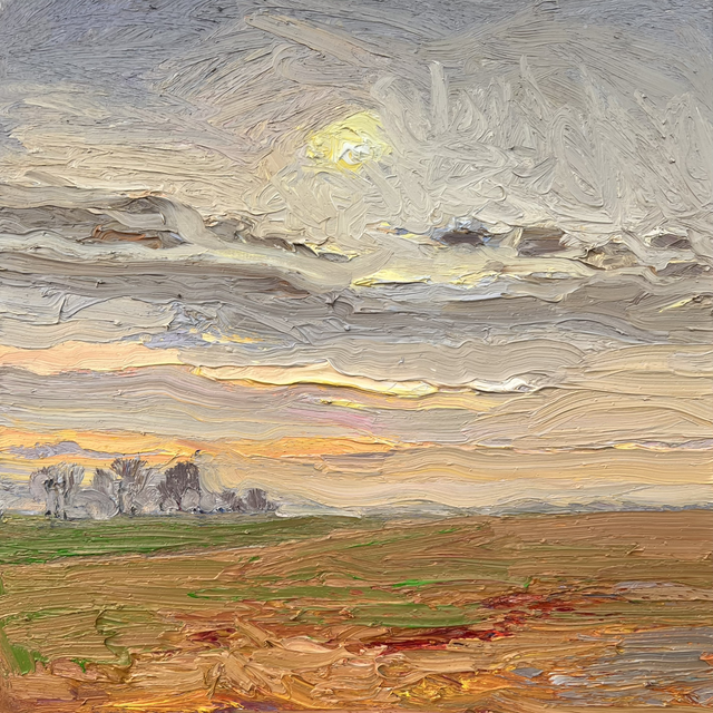 „Licht, das im Himmel schmilzt“   Öl auf Leinwand, 80 × 80 cm., 2025