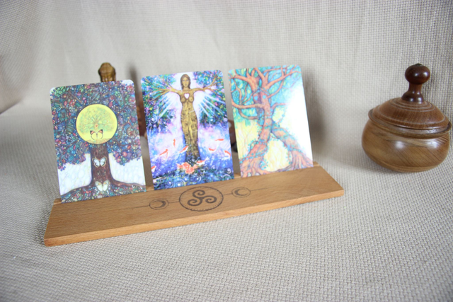 Support pour oracles Porte carte illustrées en bois Porte-cartes Tarot