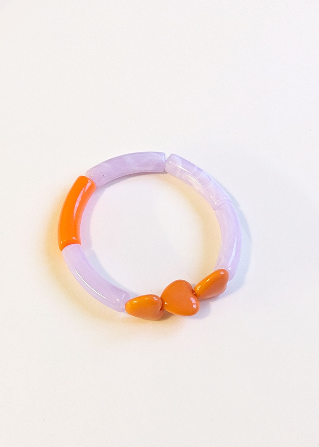 Bracelet Love orange & light lilas