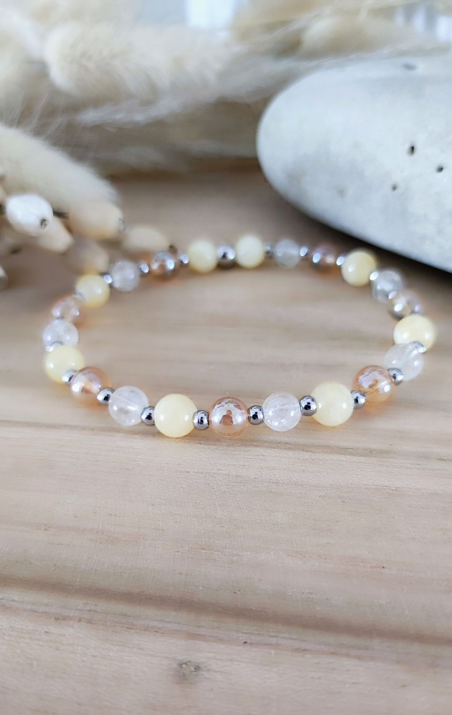 Bracelet "Solaire" Calcite orange et Citrine