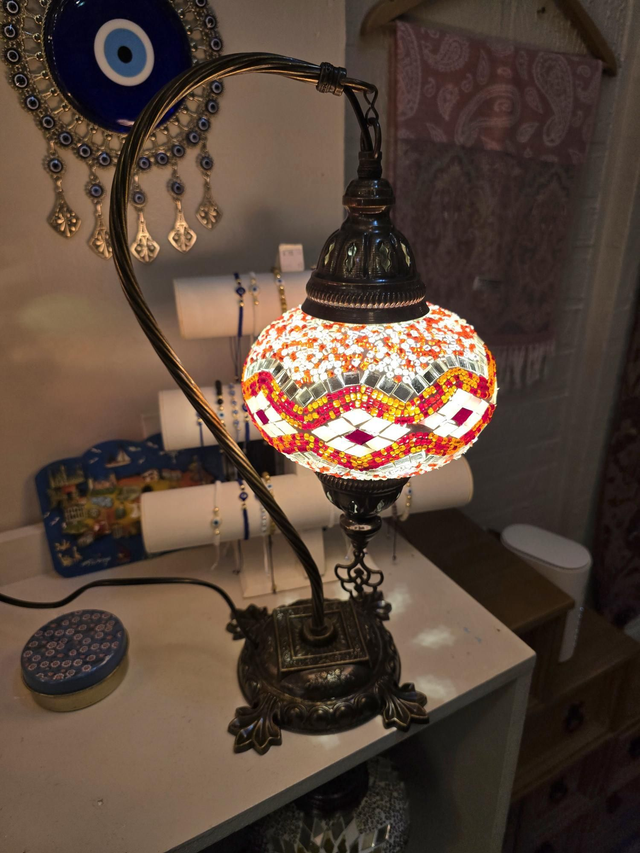 Large Mosaic Swanneck Table Lamp