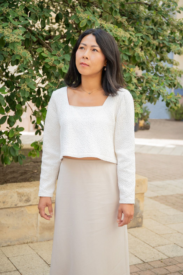 Rosa - crop top en jacquard de coton