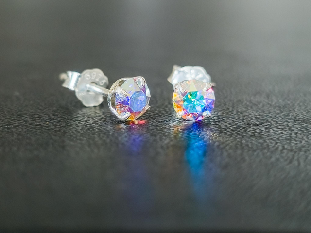 Boucles d&#039;oreilles, cristal 4mm Opal