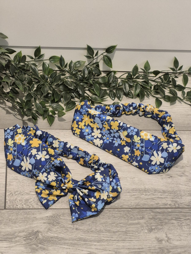 Blue & Yellow Floral Elasticated Headband | 2 Styles
