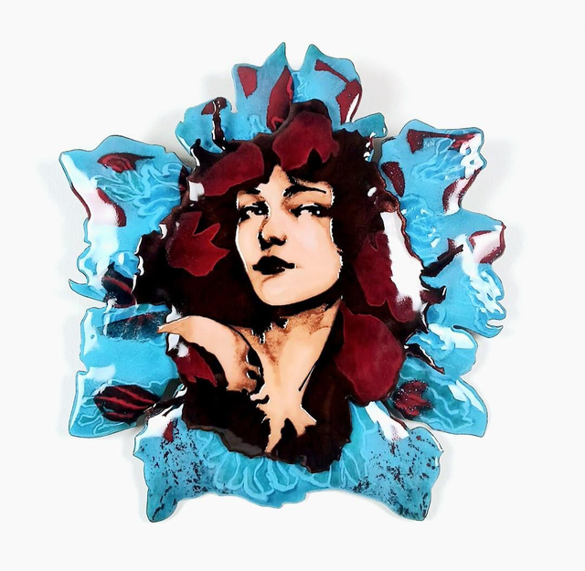 Magnolia – Pièce d’art émaillée sur cuivre en 3D