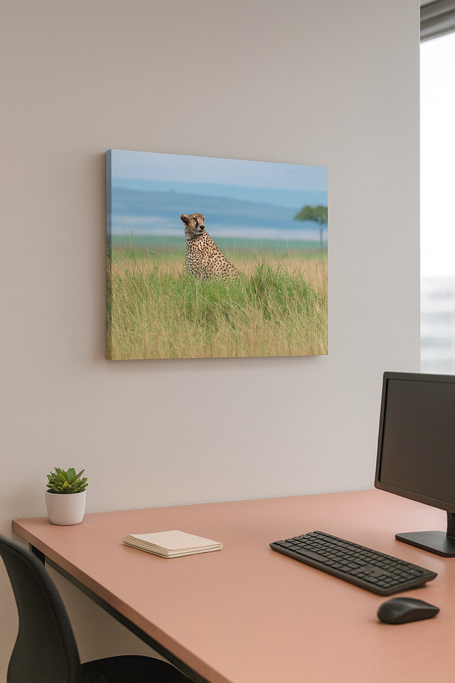 Gheparda all'erta Stampa Fine-Art su carta cotone Hahnemūhle Photo Rag Ultra Smooth 305 gr montata su pannello piuma spessore 15 mm