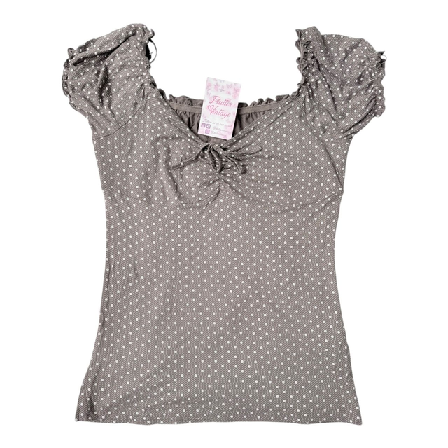 coquette brown polka dot milkmaid top 
