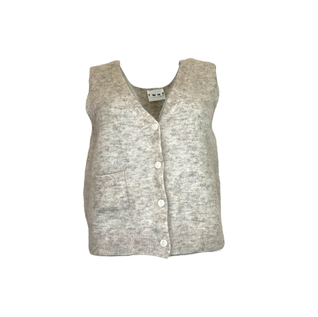 Sleeveless Buttoned Cardigan Mottled Beige
