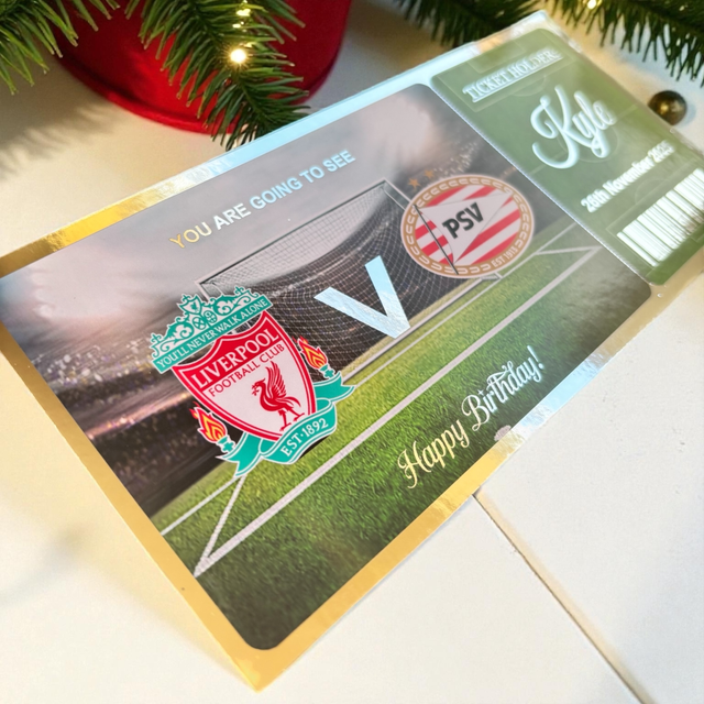 Football match silver foiled gift ticket / card 