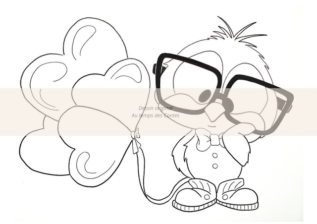 Pingouin et ses ballons coeur