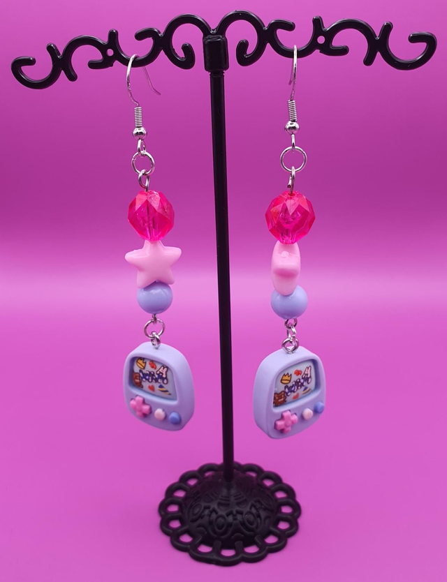 Earrings Gameboy Blue Colorful 