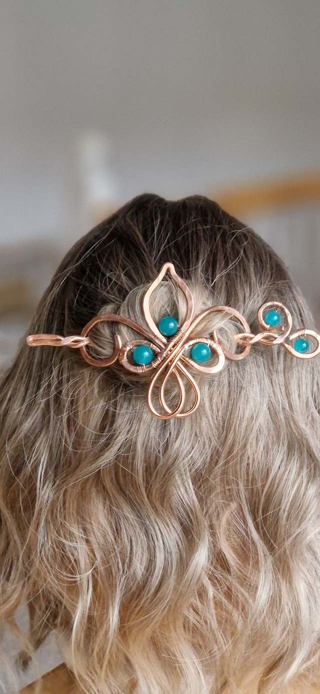 Haarschmuck in Kupfer mit Calzedon       